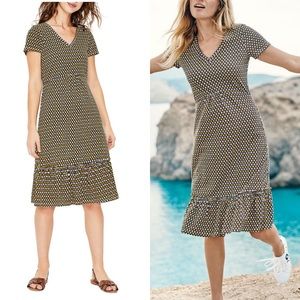 Boden Melissa Cotton Diamond Midi Dress Geometric Print Blue Yellow White 14L